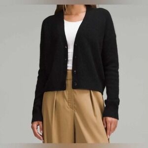 Lululemon Alpaca Wool-Blend Cardigan Sweater Black XL LW3HQWS NEW